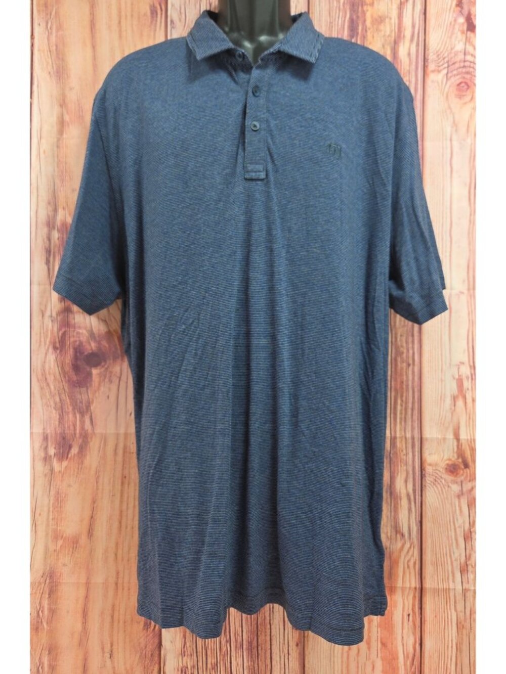 Travis Mathew XXL Navy Blue Striped Performance Polo XXL